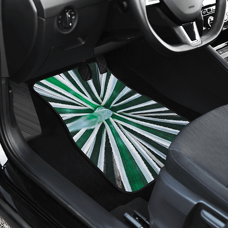 Green and white driver Car Floor Mats