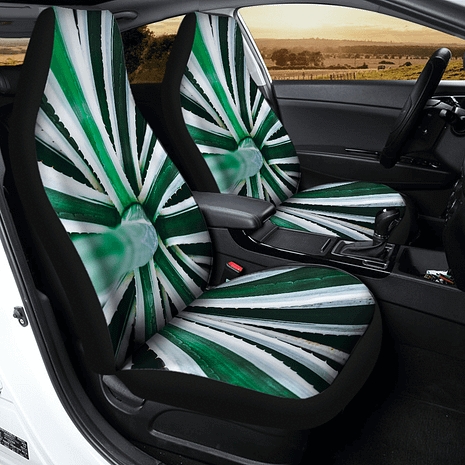 Green & White Car Seat Covers Passenger Side