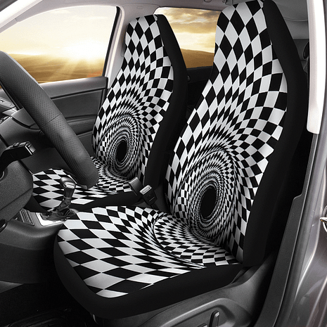 Black and White Car Seat Covers Driver Side