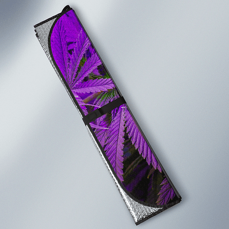 Purple cannabis Auto Sun Shade Folded